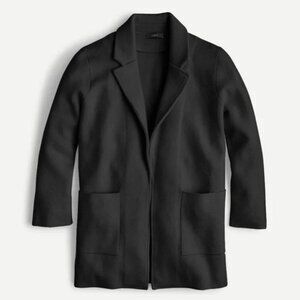 EUC J.Crew Sophie Open Front Sweater Blazer Cotton Merino Wool Black Size XXS